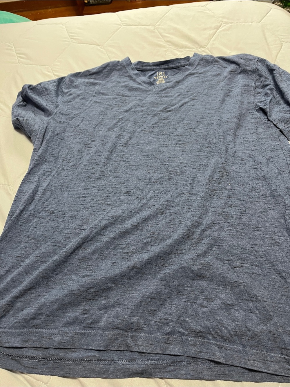 George Men's Heather Blue V-Neck Short Sleeve Tee